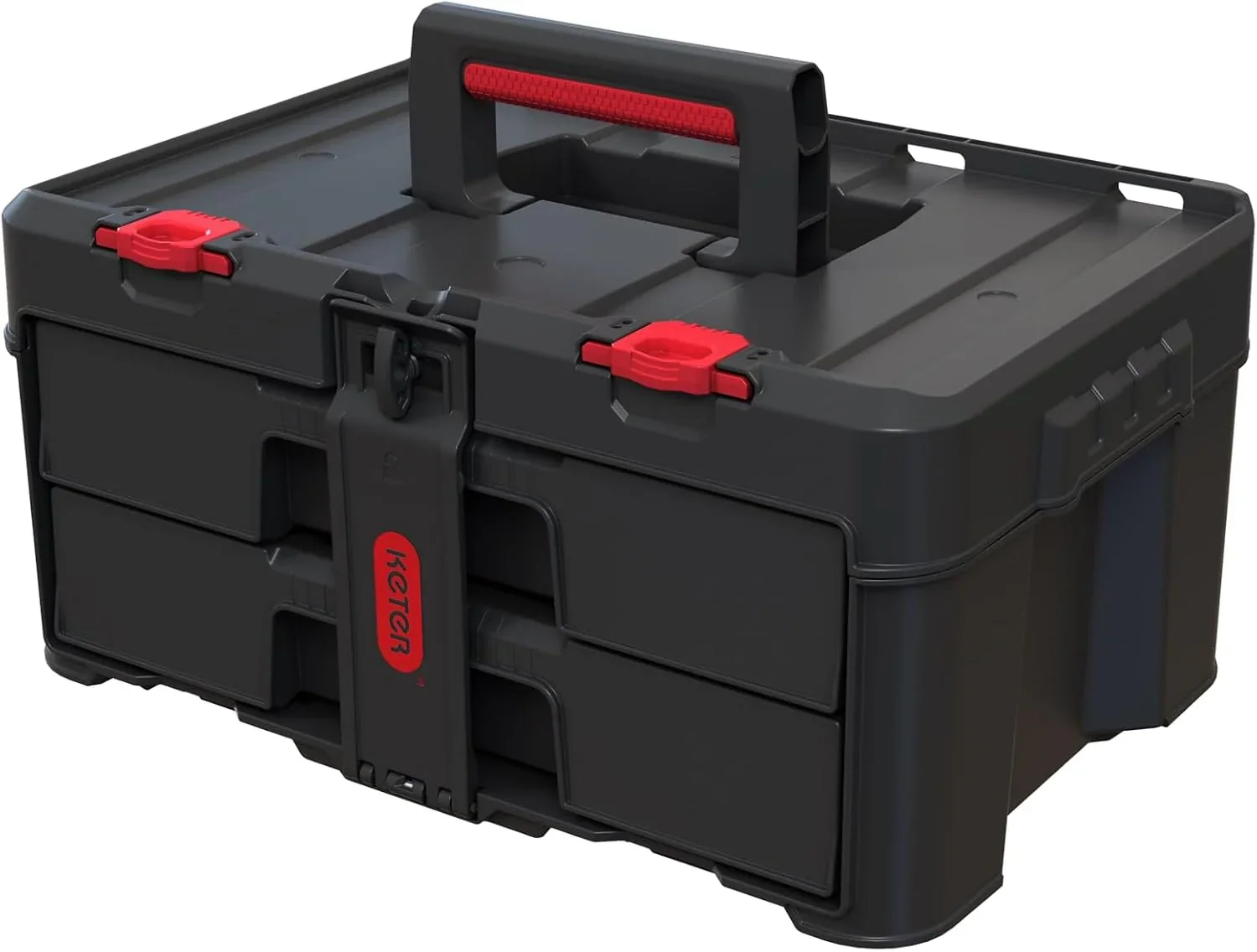 Keter Rolling Tool Box System, 3 Piece, Black/Red – 3 Piece Resin Modular Toolbox System