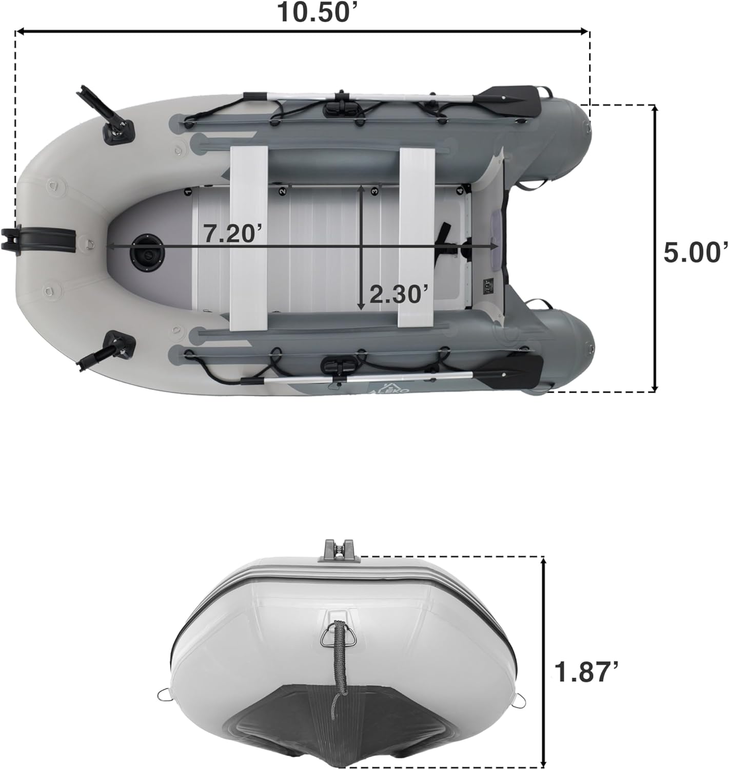 Inflatable Boat| Yacht Dinghy Tender Raft| Multi Person Fishing Boat| Aluminum Floor Oars| Fishing Rod Holders| Heavy-Duty PVC| 2024 Model