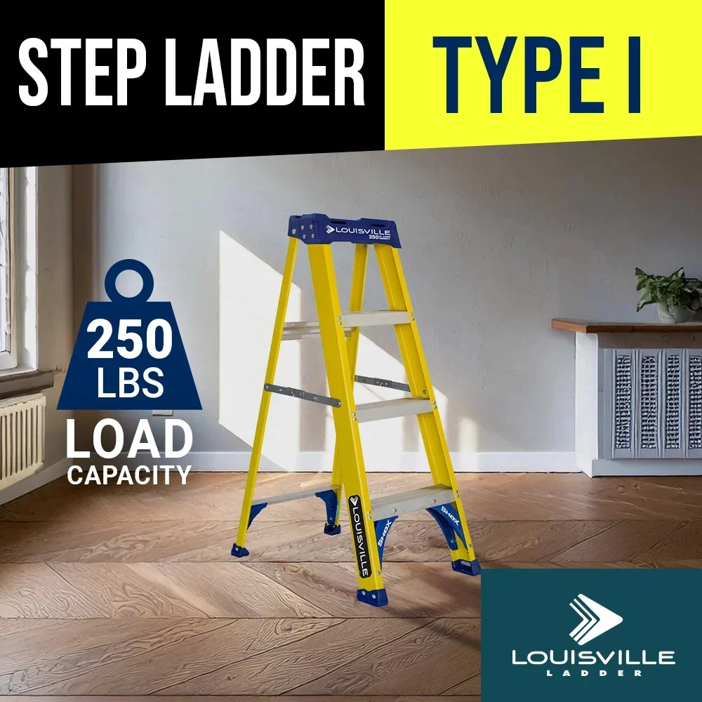 Louisville Ladder 5-Foot Fiberglass Step Ladder, 250-Pound Load Capacity, Type I – FS2005