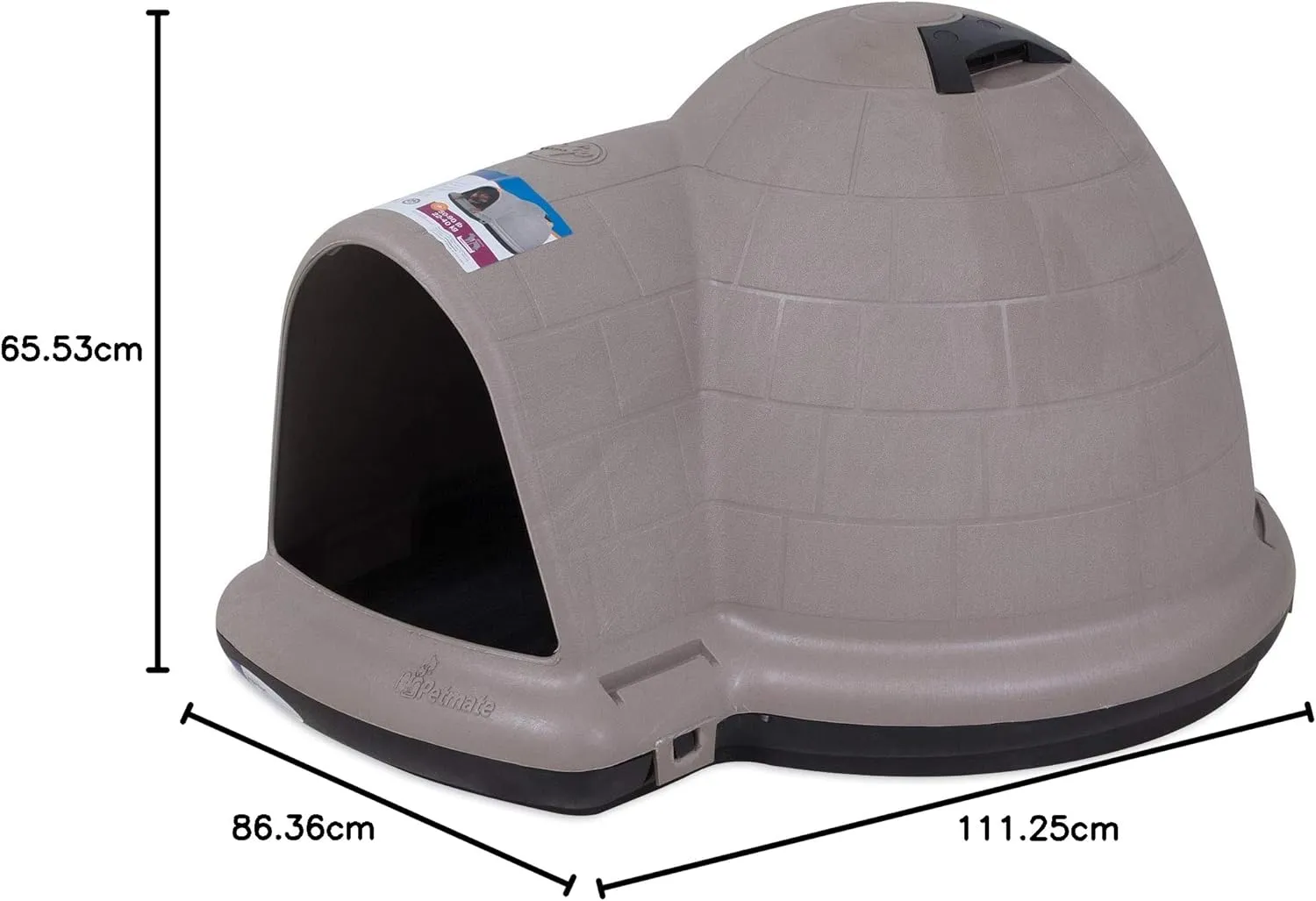 Dog House (Igloo Dog House, Made in USA with 90% Recycled Materials, All Weather Protection Pet Shelter) for XL Dogs 90 to 125 pounds, Made in USA