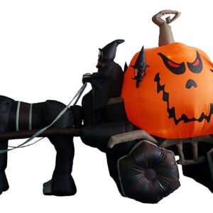 11.5 Foot Long Inflatable Grim Reaper Driving Pumpkin Carriage