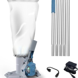 Rechargeable Cordless Pool Leaf Vacuum, 30GPM Strong Suction, 75 min Runtime, XL Heavy Duty Filter Bag, Leaves and Debris Removal, for Above Ground Pool and Inground Pools XV410