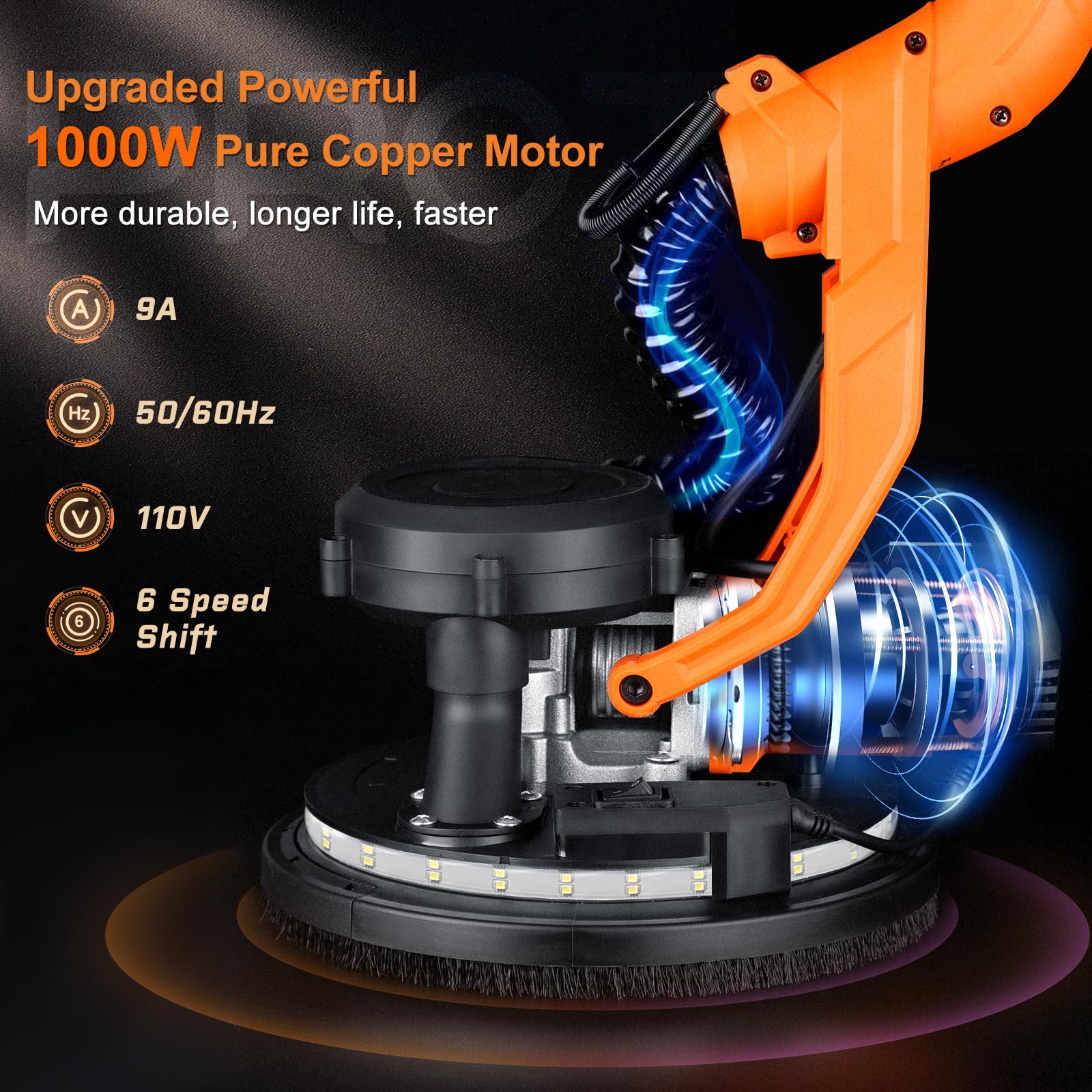 Drywall Sander With Vacuum And LED Light – 1000W