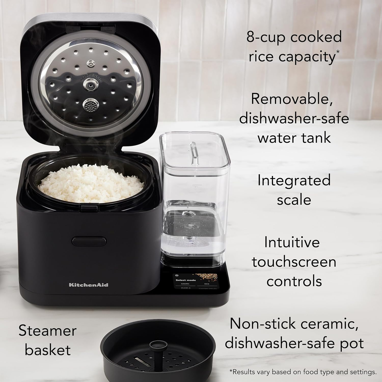 Grain and Rice Cooker 8 Cup with Integrated Scale and Delayed Cook