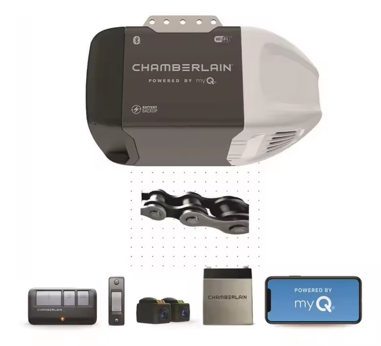 Chamberlain 0.5 HP Chain Drive Smart Garage Door Opener With 7 ft Rail – C2212T