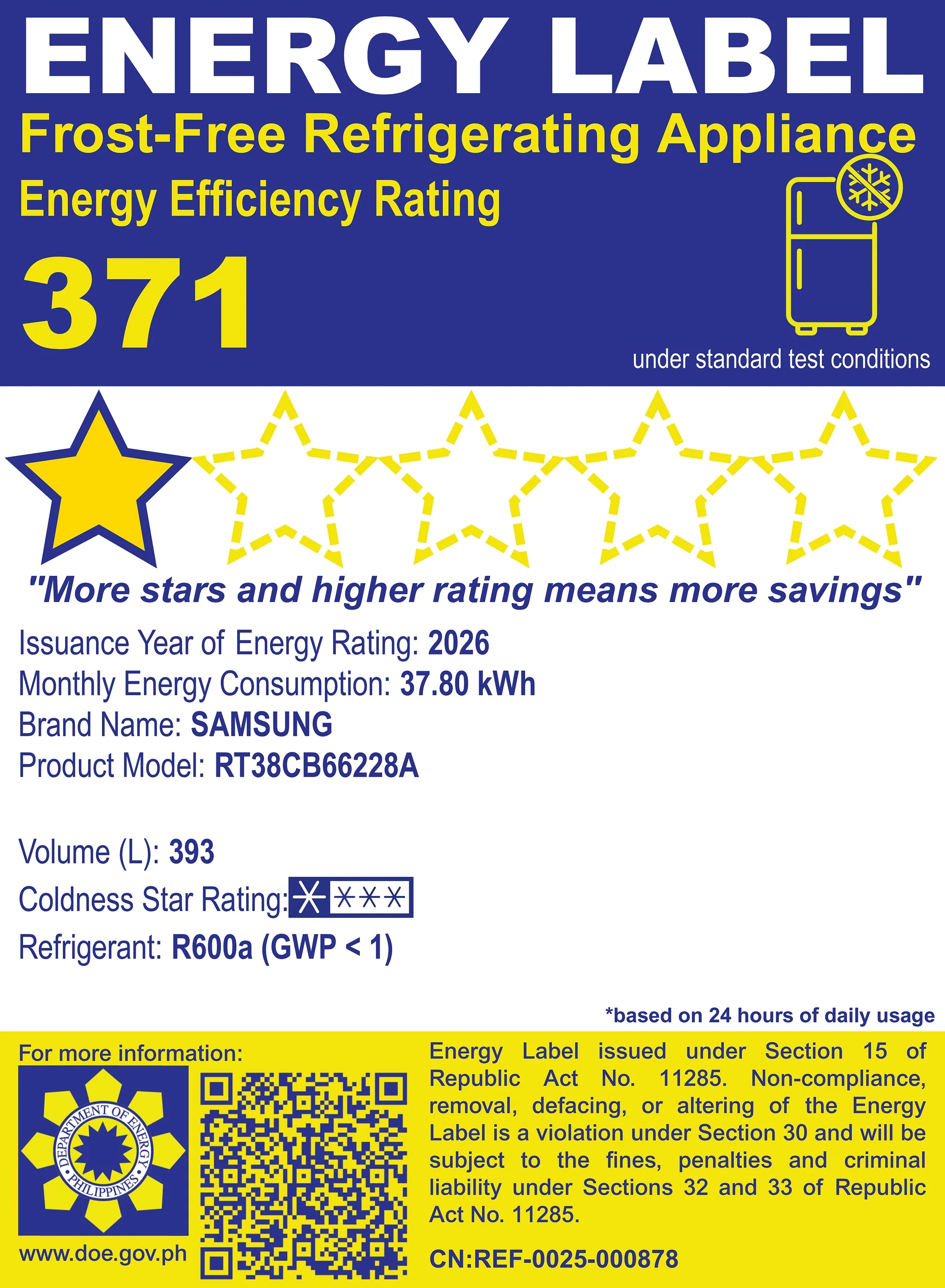 13.9 Cu. Ft. Top-Freezer Refrigerator Inverter