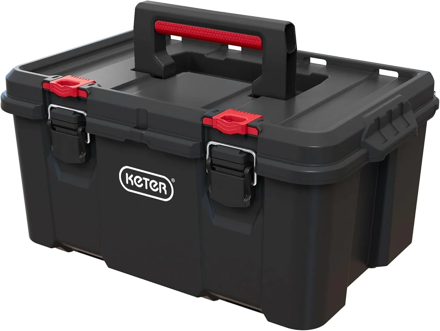Keter Rolling Tool Box System, 3 Piece, Black/Red – 3 Piece Resin Modular Toolbox System