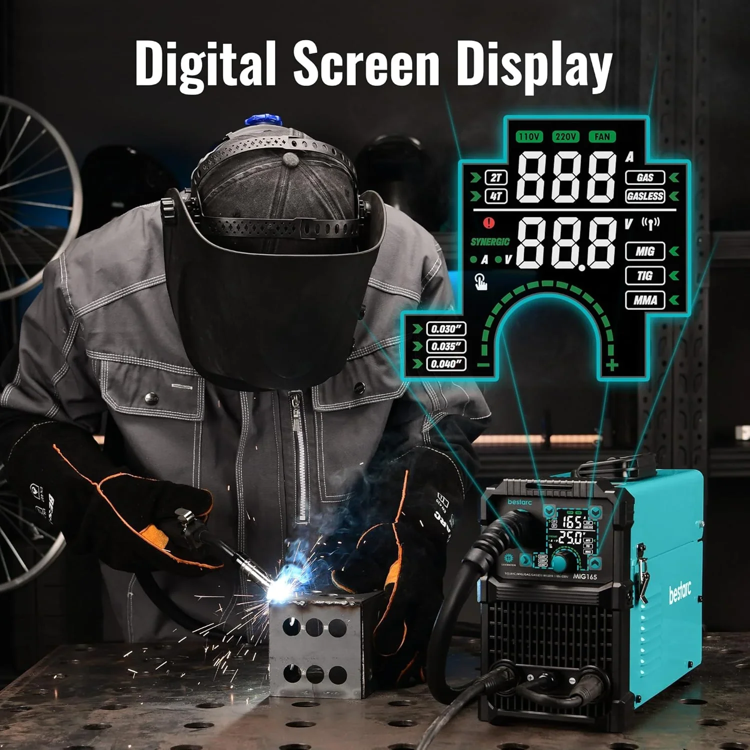bestarc 145A 3-in-1 MIG Welder, 110V/220V – MIG145-9GEN-110/220V, MIG145-1122
