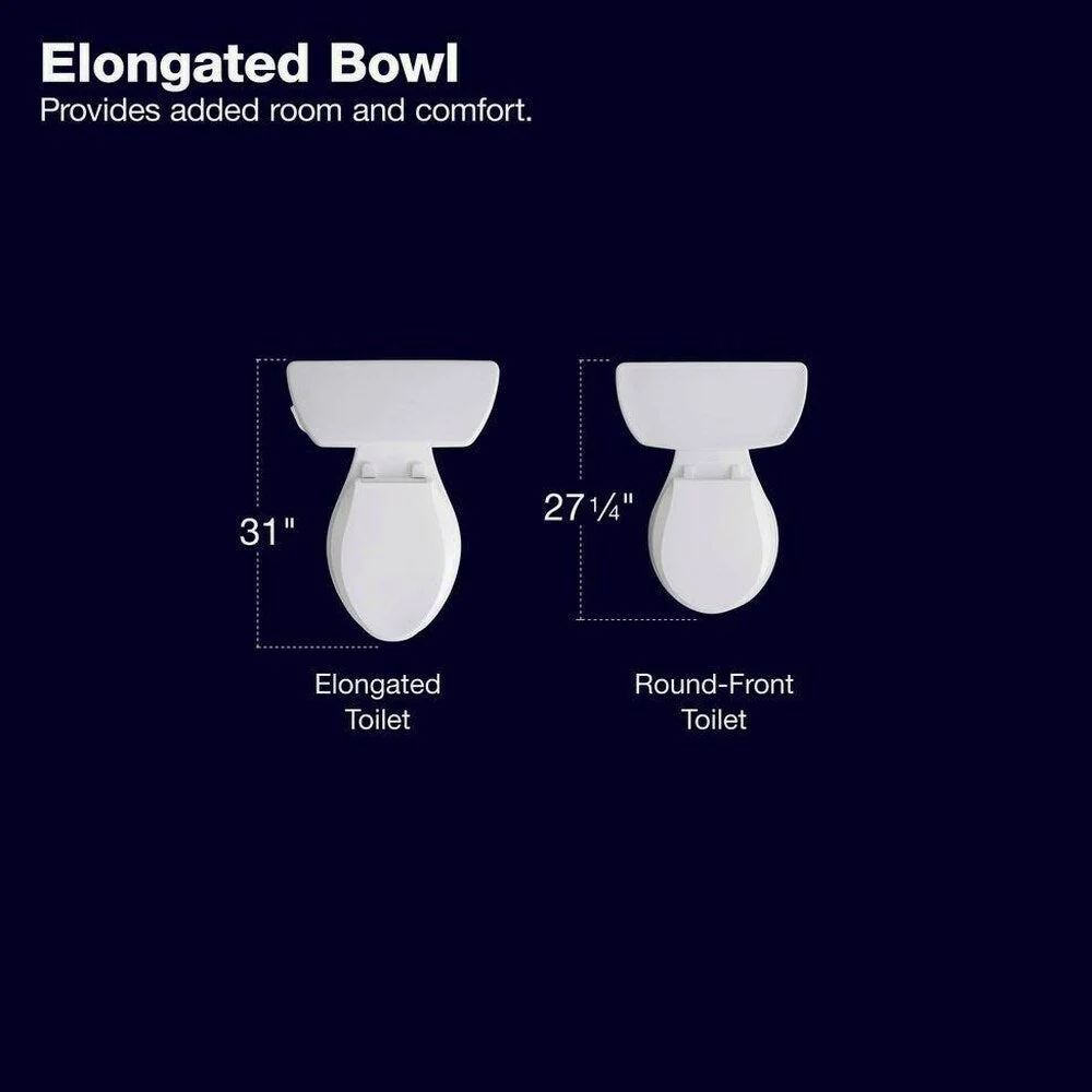 KOHLER Highline Arc Extra Tall 2-Piece Elongated Toilet, White, 1.28 GPF – 78305-0