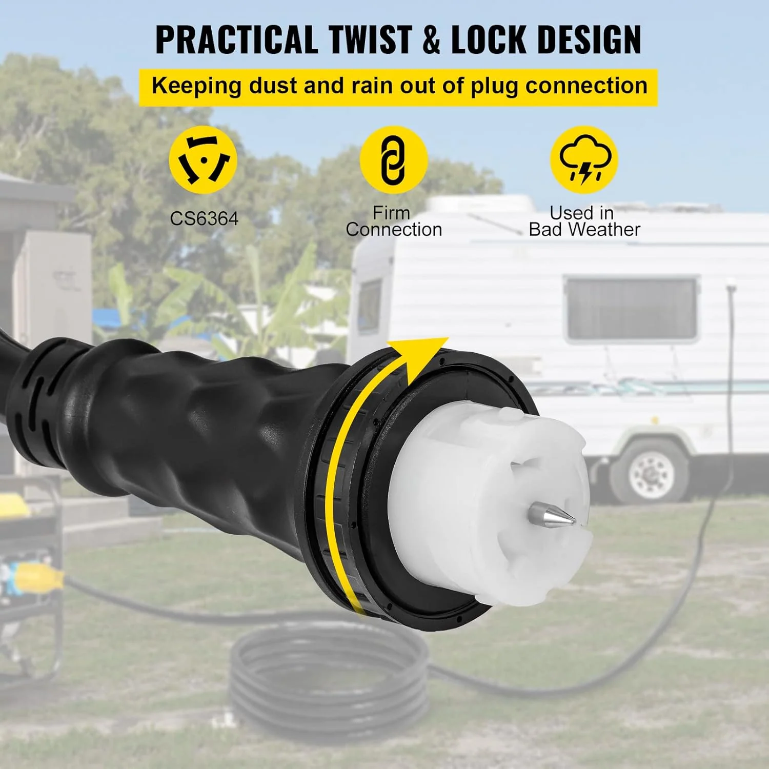 VEVOR Generator Extension Cord 50 ft 50 Amp STW 125V 250V 12500W N14-50P SS2-50R CS6364 – 45446 + 45505