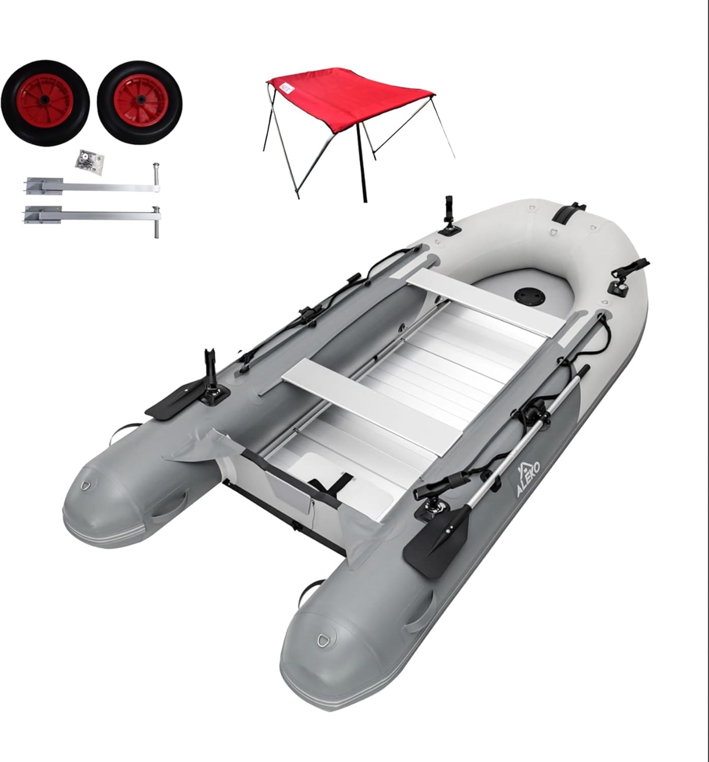 Inflatable Boat| Yacht Dinghy Tender Raft| Multi Person Fishing Boat| Aluminum Floor Oars| Fishing Rod Holders| Heavy-Duty PVC| 2024 Model
