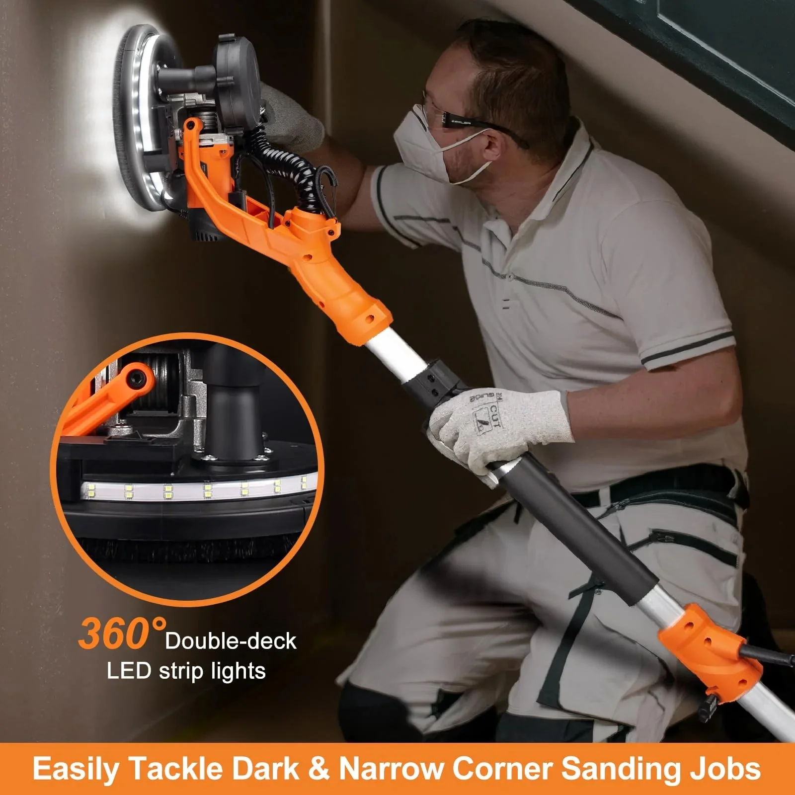 Drywall Sander With Vacuum And LED Light – 1000W