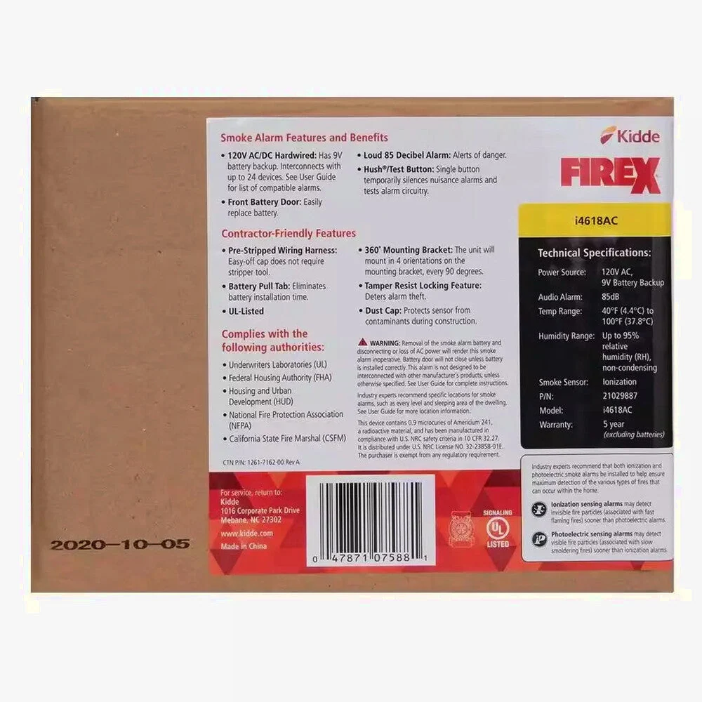 Kidde Firex Hardwired Ionization Smoke Detectors With Battery Backup, 4-Pack – i4618