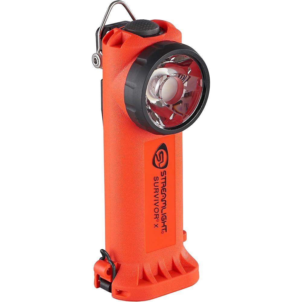 Streamlight Survivor X USB 250-Lumen Rechargeable Right-Angle Firefighter Flashlight, Orange – 90044