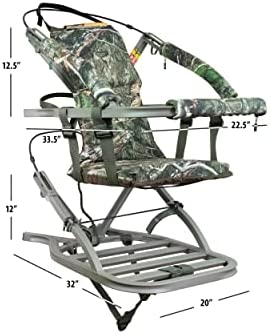 SD Climbing Treestand Lightweight Aluminum, Foam Padded Seat, 300 lbs Capacity, Includes Safety Harness