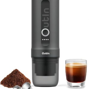 Nano Portable Electric Espresso Machine, Travel Coffee Maker for Camping, Car Coffee Maker Self-Heating with USB-C, With Ground Coffee & NS Capsule for RV, Hiking, Office