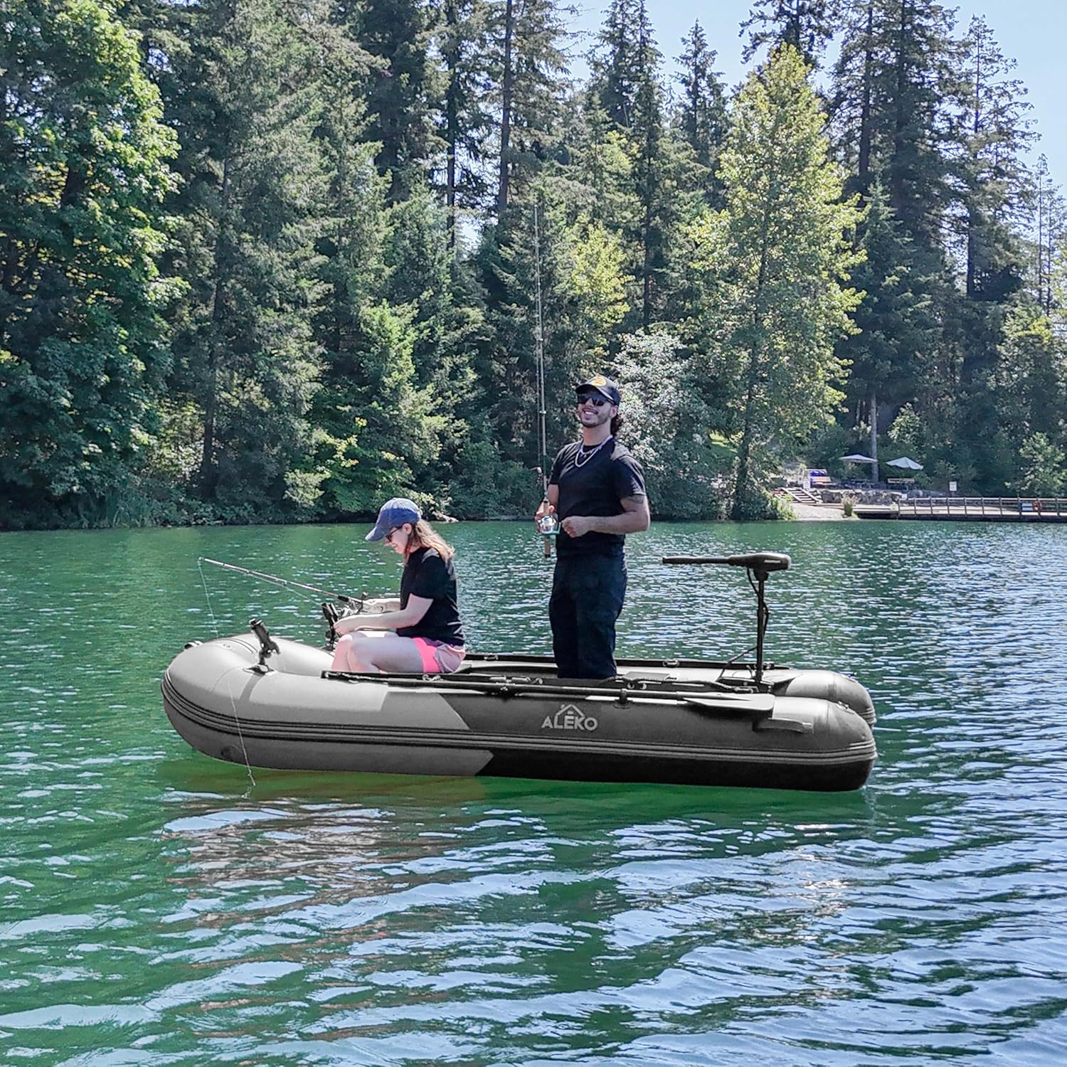 Inflatable Boat| Yacht Dinghy Tender Raft| Multi Person Fishing Boat| Aluminum Floor Oars| Fishing Rod Holders| Heavy-Duty PVC| 2024 Model