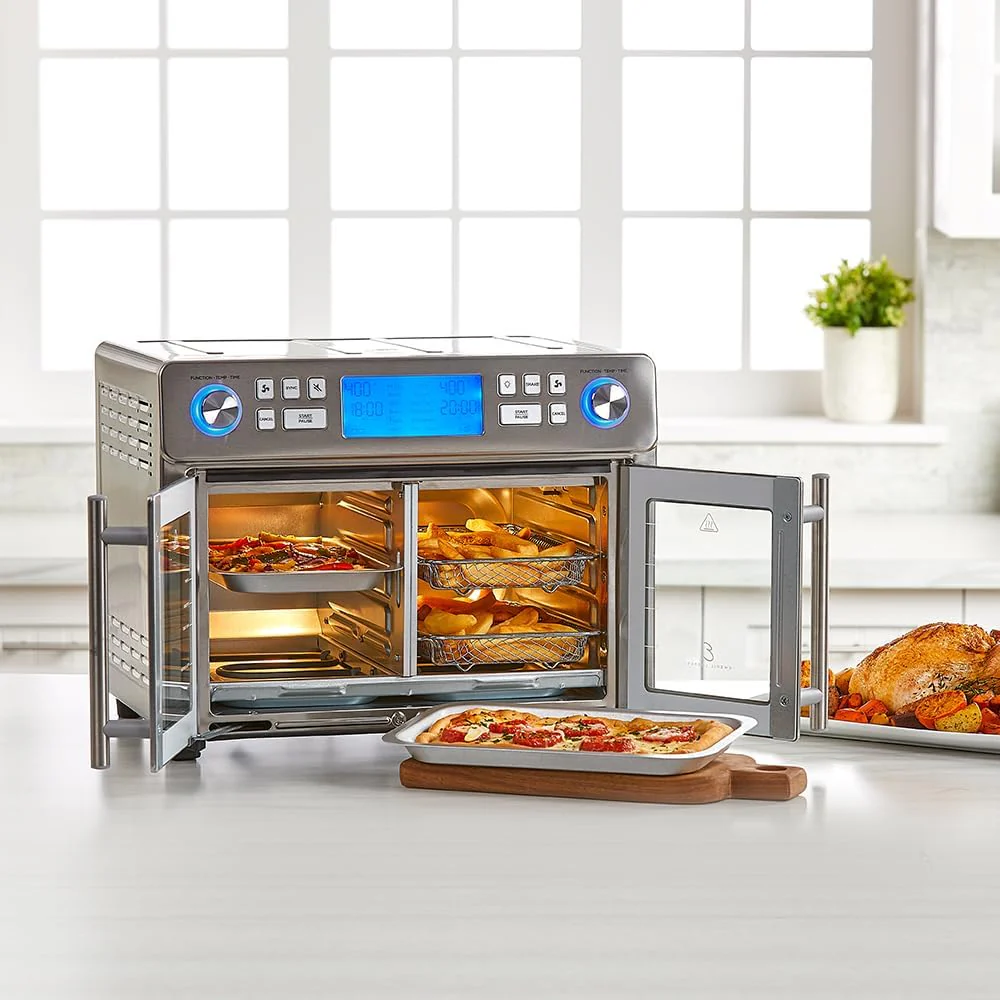 Dual Zone 360 Fryer Oven Combo with French Door, 25 QT Extra Large, Cook Two Foods in Different Ways, Up to 60% Faster from Frozen to Finish