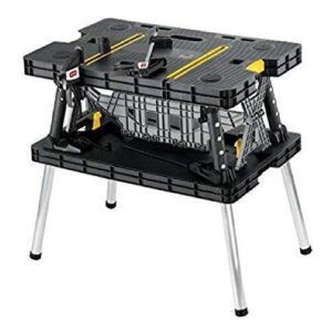 Keter Folding Work Table, 1000 lbs Capacity, Two 12 in Clamps, Black/Yellow – 197283