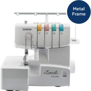 1034D Serger, Heavy-Duty Metal Frame Overlock Machine, 1,300 Stitches Per Minute, Removeable Trim Trap, 3 Included Accessory Feet