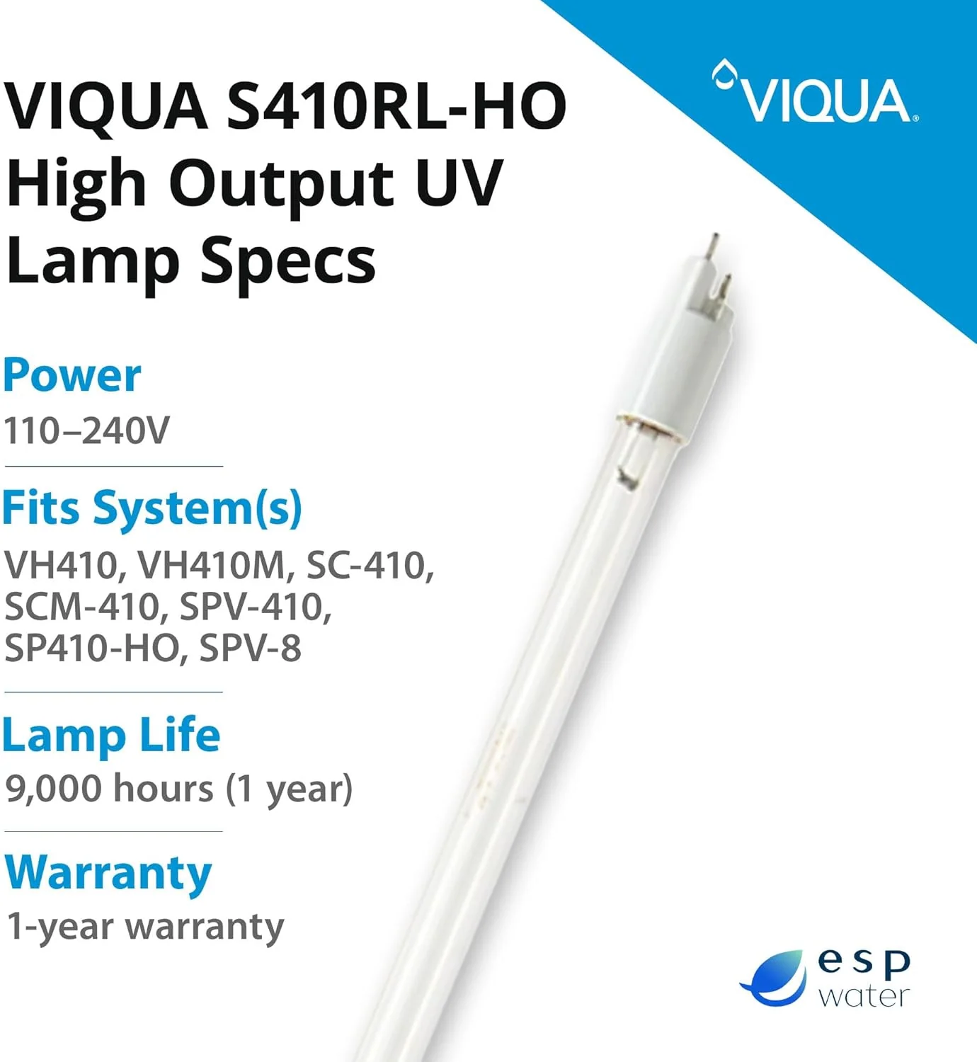 Viqua Replacement UV Lamp For VH410 System – S410RL-HO