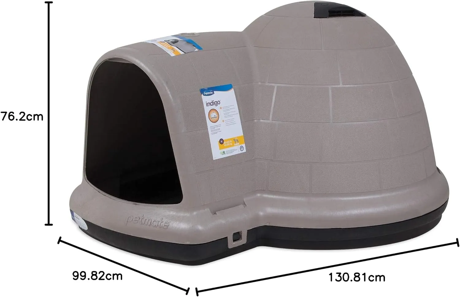 Dog House (Igloo Dog House, Made in USA with 90% Recycled Materials, All Weather Protection Pet Shelter) for XL Dogs 90 to 125 pounds, Made in USA