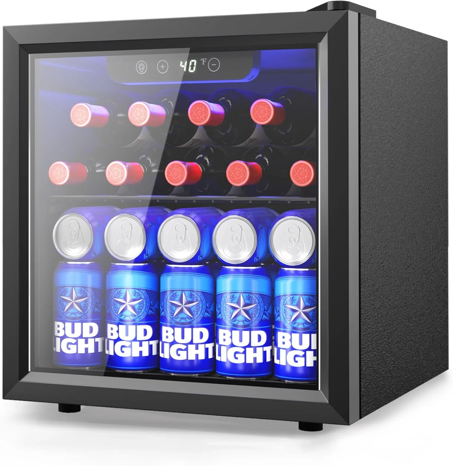 Refrigerator Cooler – 126 Can Mini Fridge with Glass Door for Soda Beer or Wine, Beverage Cooler for Home, Office, Bar with Adjustable Removable Shelves, Silver