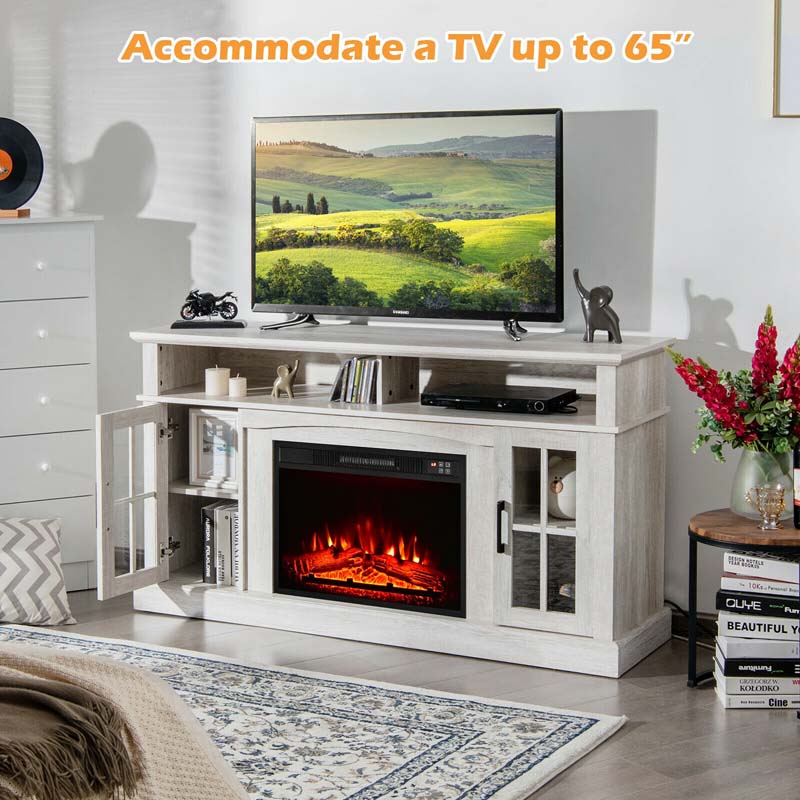 58″ TV Console with 23″ Fireplace Insert, Fireplace TV Stand for TVs up to 65 Inches, 1400W Electric Fireplace Heater