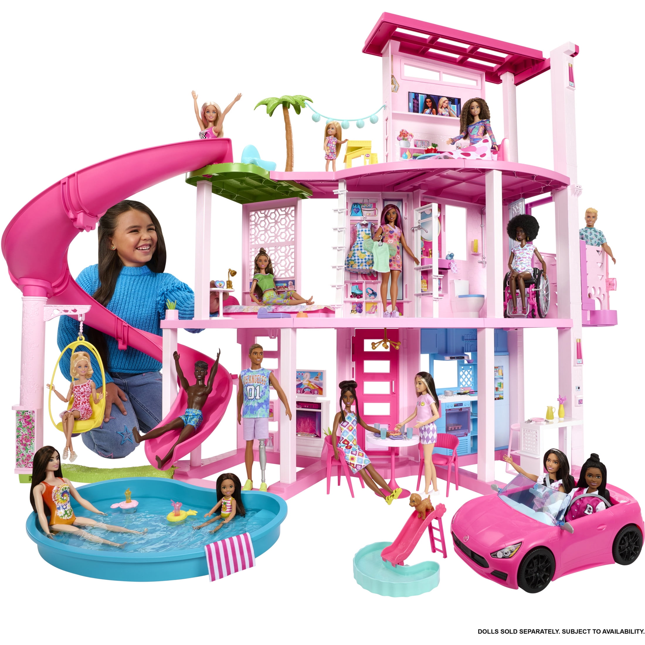 Pool Party Playset with 3-Story Slide, 75+ Pieces, and Pet-Friendly Features