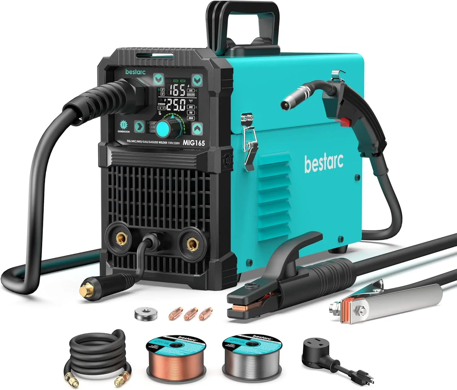bestarc 145A 3-in-1 MIG Welder, 110V/220V – MIG145-9GEN-110/220V, MIG145-1122