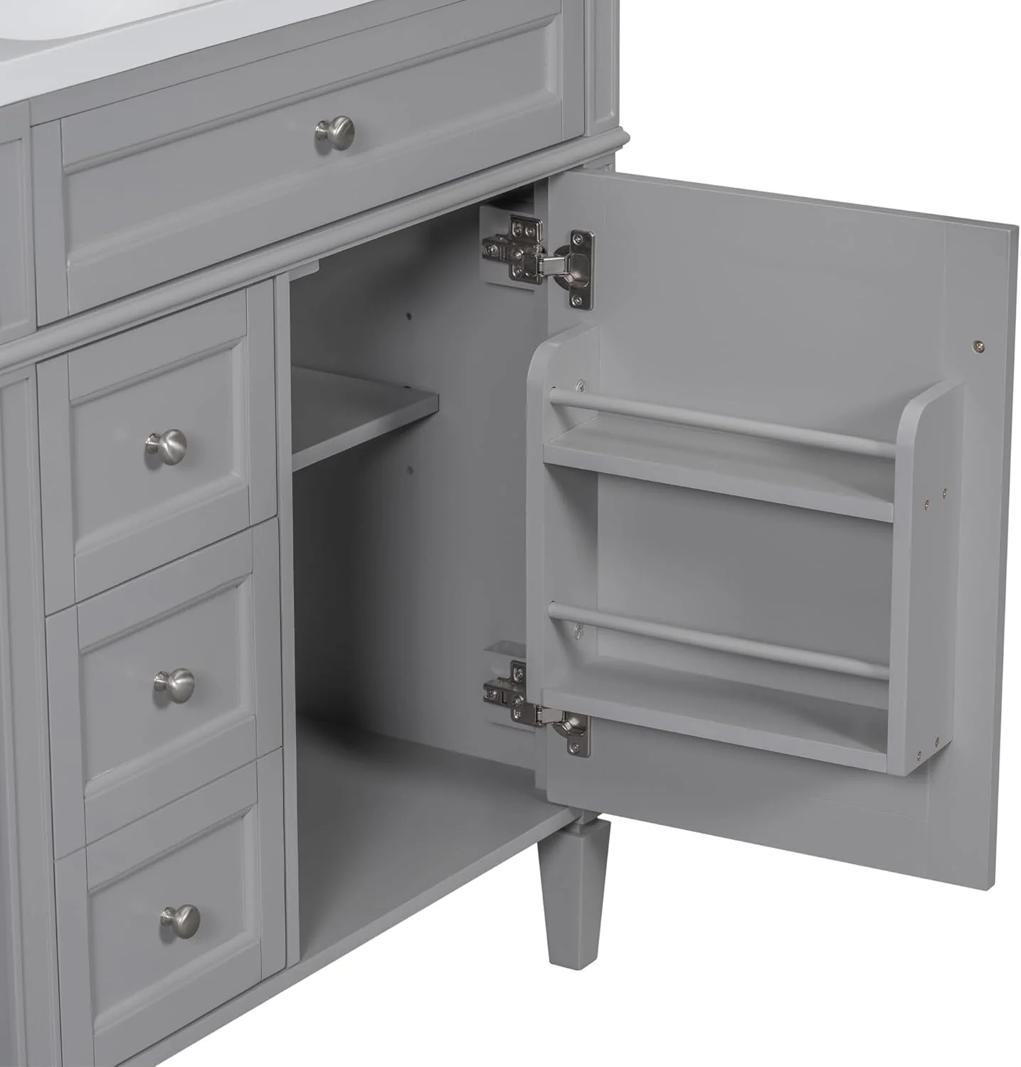 36″ Bathroom Vanity with Single Sink Combo, Modern Undermount Bathroom Sink Cabinet with 2 Drawers and a Tip-Out Drawer, Freestanding Bathroom Vanities, Soft Closing, Solid Wood Frame
