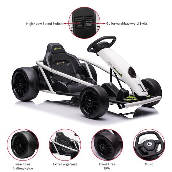 24V Electric Go-Kart for Kids Ages 8-12, Dual 300W Motors, 9Ah Battery