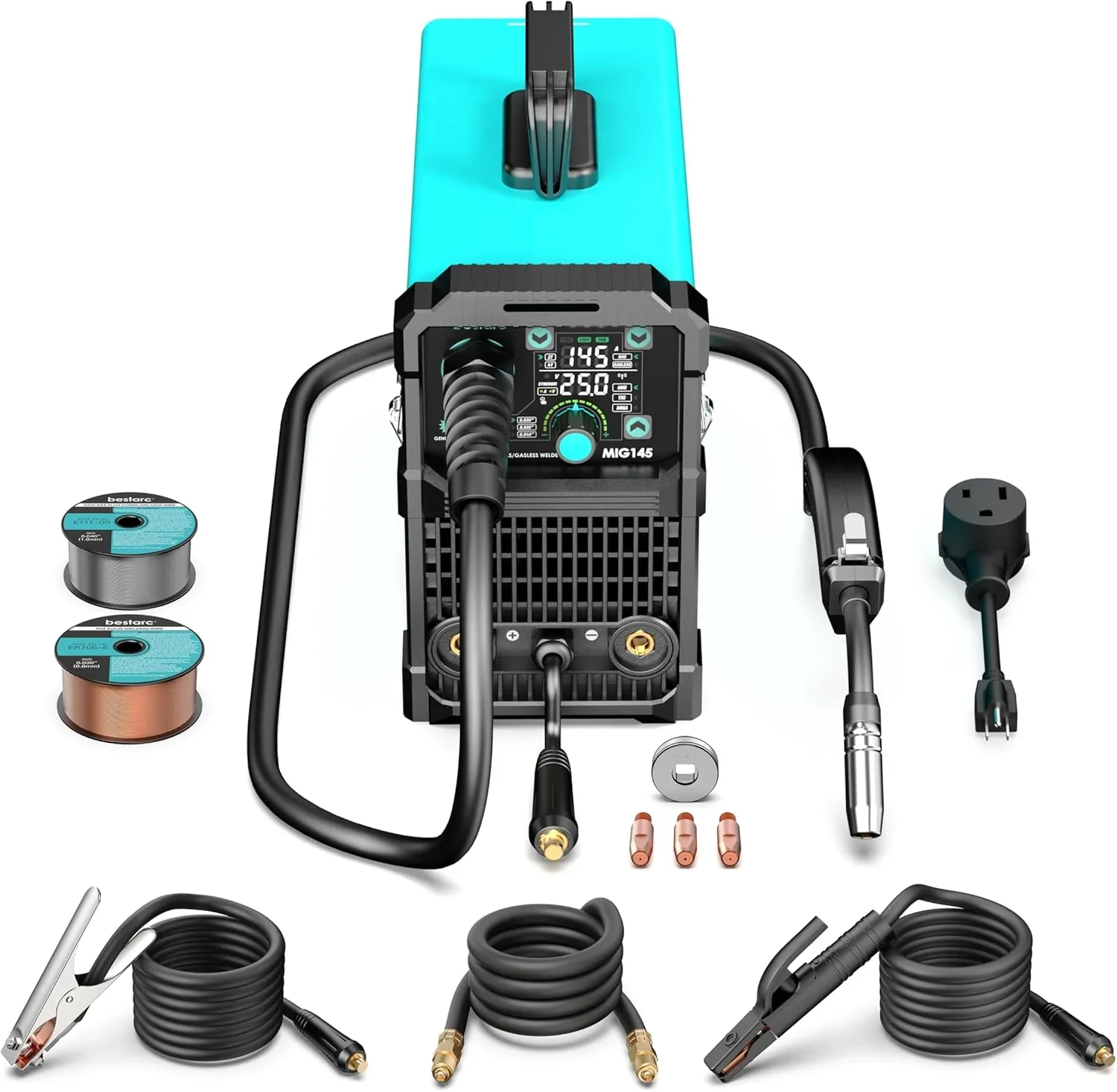 bestarc 145A 3-in-1 MIG Welder, 110V/220V – MIG145-9GEN-110/220V, MIG145-1122