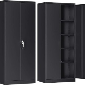 Atripark Metal Storage Cabinet With Lock, 72in Lockable Garage Tool Cabinet With Doors