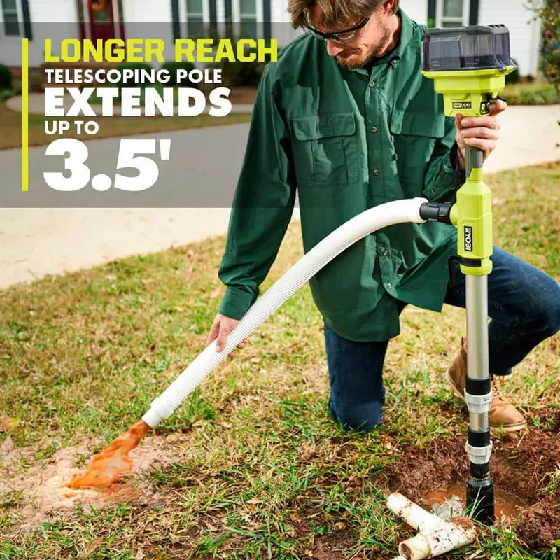 RYOBI ONE+ 18V Cordless 1/6 HP Telescoping Pole Pump With 2.0 Ah Battery And Charger – RY20UP022K