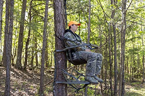 SD Climbing Treestand Lightweight Aluminum, Foam Padded Seat, 300 lbs Capacity, Includes Safety Harness
