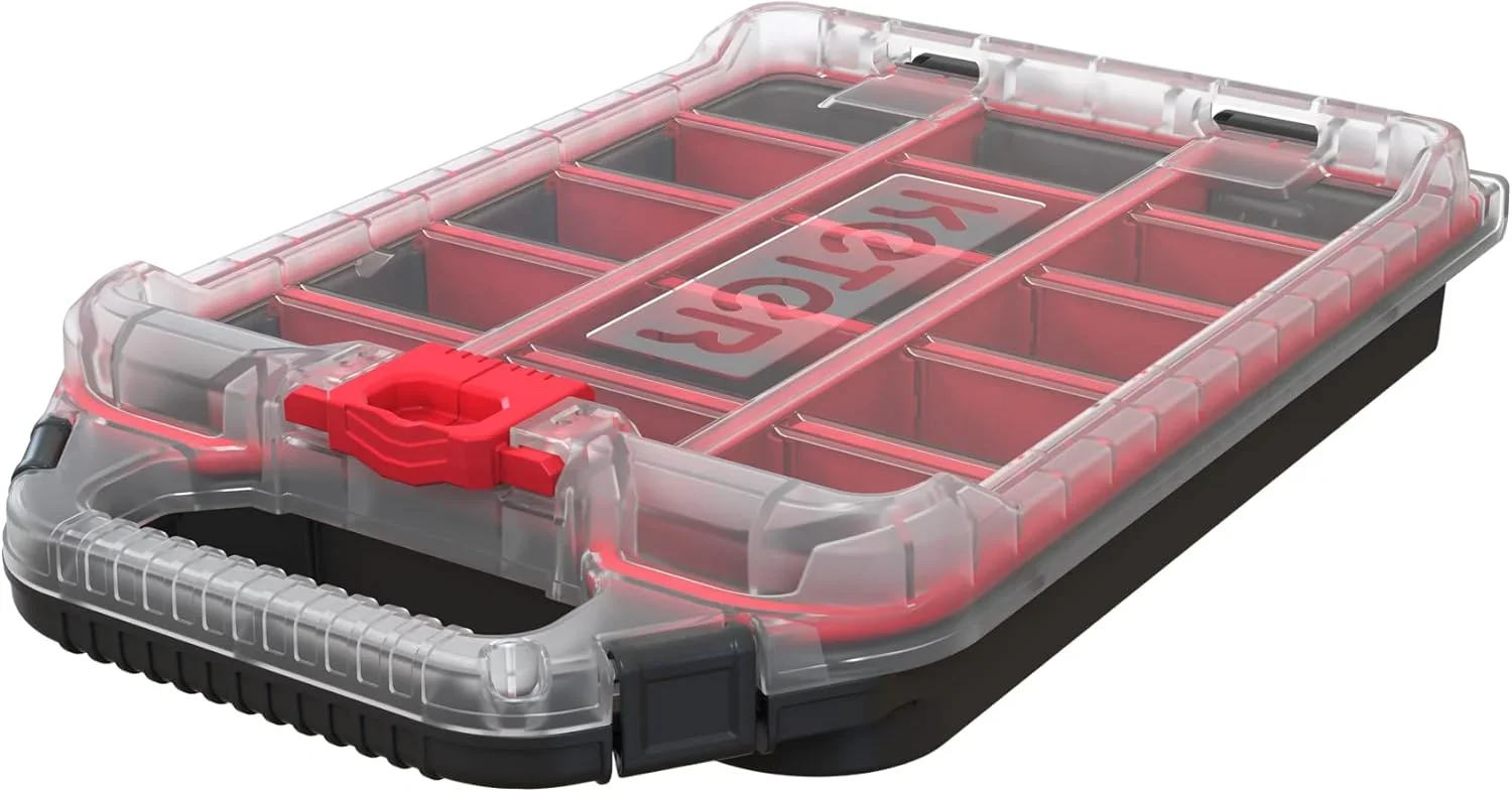 Keter Rolling Tool Box System, 3 Piece, Black/Red – 3 Piece Resin Modular Toolbox System