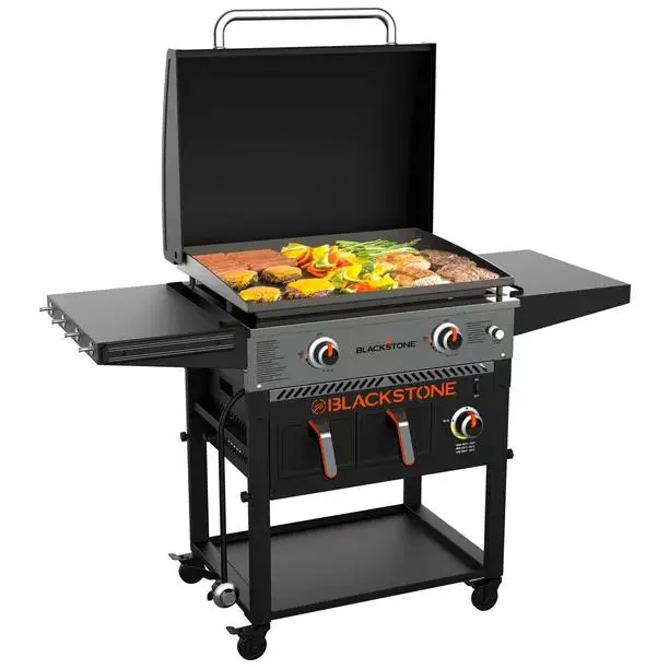 Clearance Sale, 2-Burner 28″ Griddle with Electric Fryer and Hood