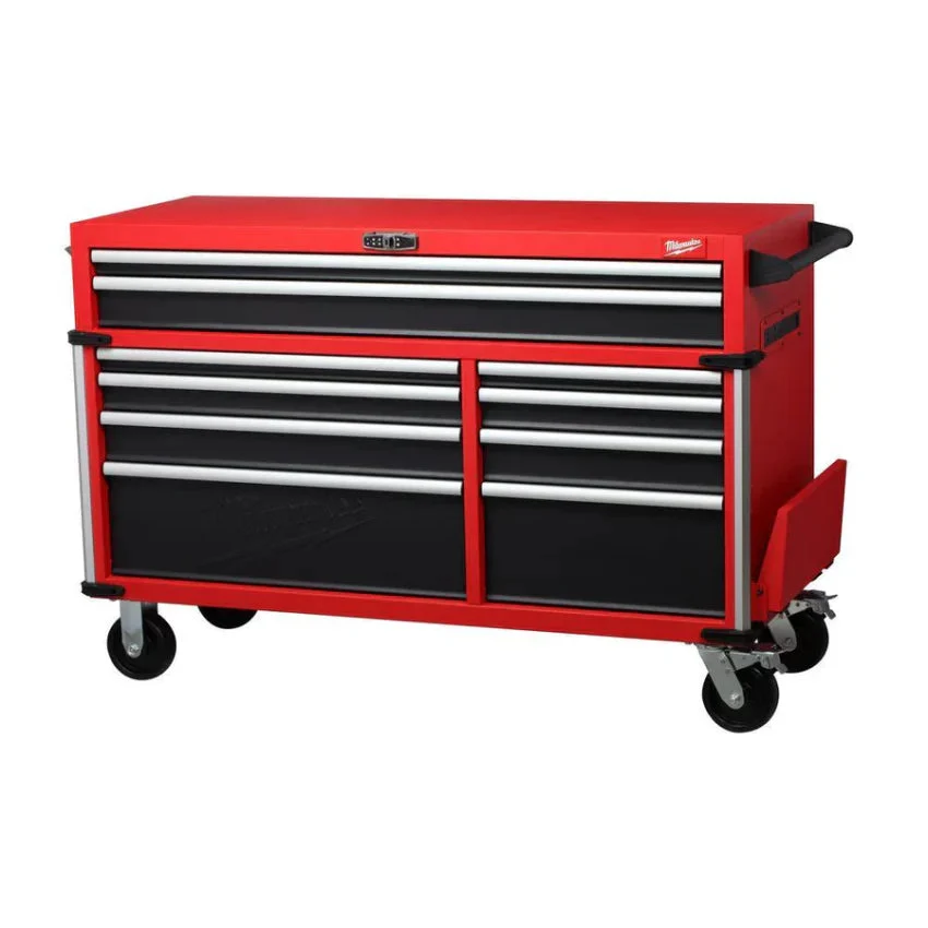 Milwaukee High Capacity 56 in 18-Drawer Steel Tool Chest And Cabinet Combo – Red And Black