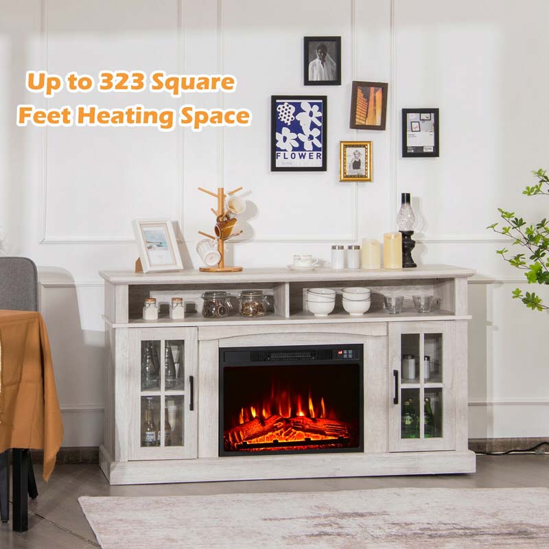 58″ TV Console with 23″ Fireplace Insert, Fireplace TV Stand for TVs up to 65 Inches, 1400W Electric Fireplace Heater