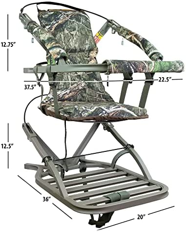 SD Climbing Treestand Lightweight Aluminum, Foam Padded Seat, 300 lbs Capacity, Includes Safety Harness