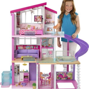 Dollhouse with Elevator, Pool, Lights& 70+ Accessories 3-Story Playset