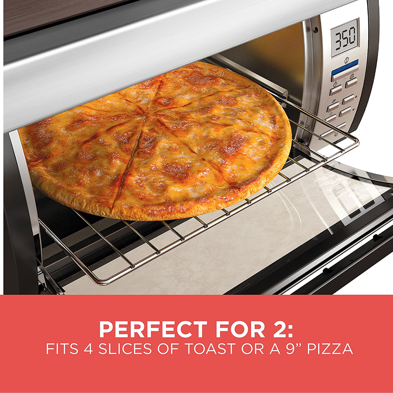 Under-Counter Toaster Oven, Digital Controls, Black/Stainless Steel, Fits 9 Pizza, TROS1000D