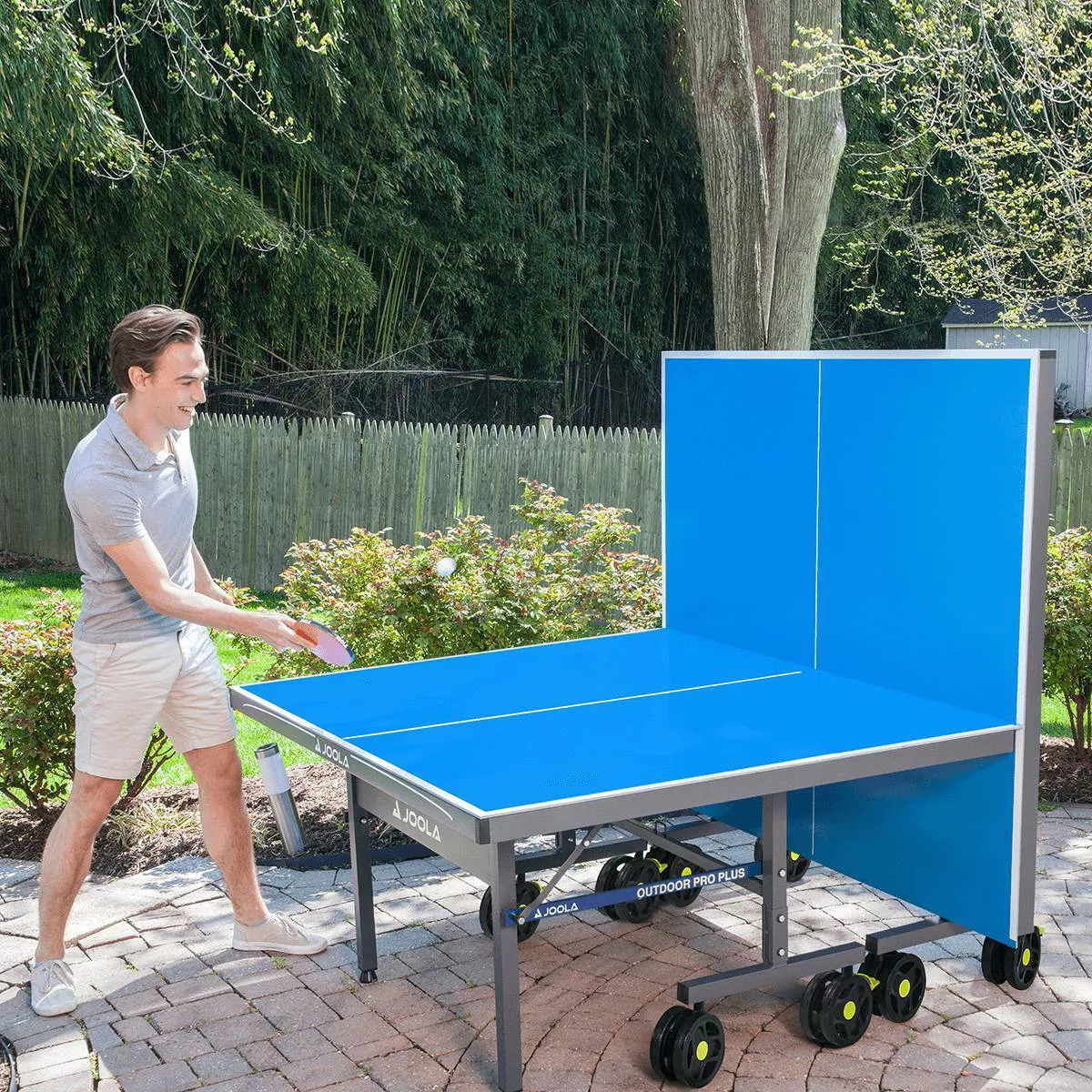 Outdoor Table Tennis Table with Weatherproof Net, 9 5 ft, Foldable, Aluminum Surface