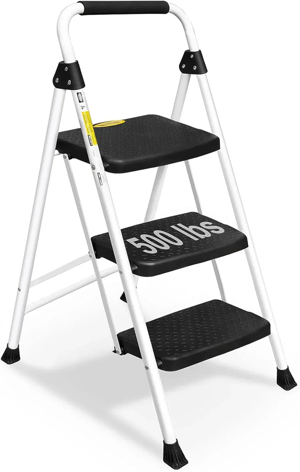 SocTone 3 Step Folding Step Ladder With Handle – 500 lb Capacity