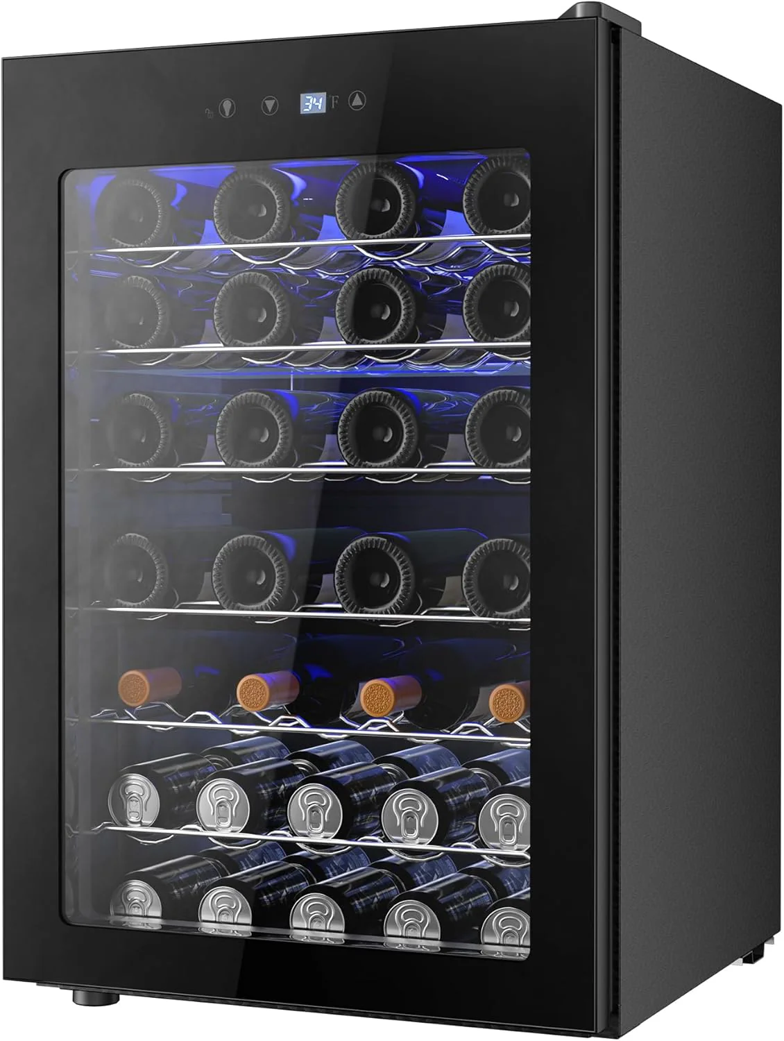 Refrigerator Cooler – 126 Can Mini Fridge with Glass Door for Soda Beer or Wine, Beverage Cooler for Home, Office, Bar with Adjustable Removable Shelves, Silver