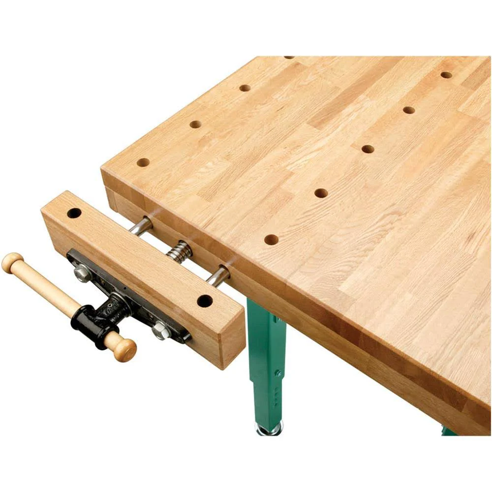 T10157 – Heavy-Duty Oak Workbench with Steel Legs